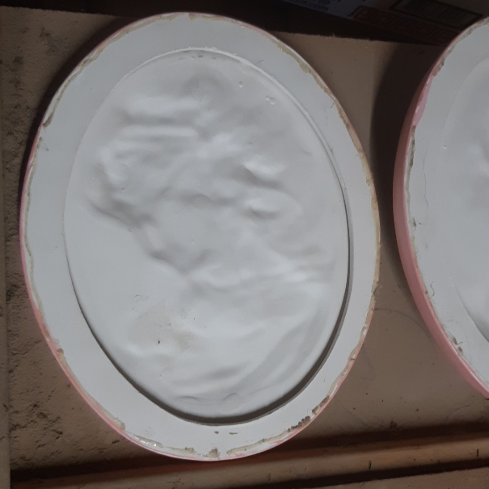 Goddess Victorian style Wall Hanging set Vintage pink Plaster Home Decor Oval - Picture 6 of 9
